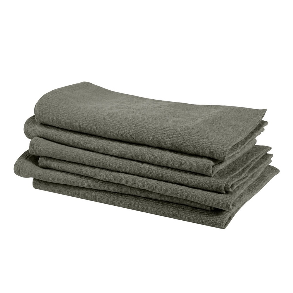 LINGE PARTICULIER 100% LINEN
TABLE NAPKINS MEDIUM KAKI  6 PCS made in FRANCE